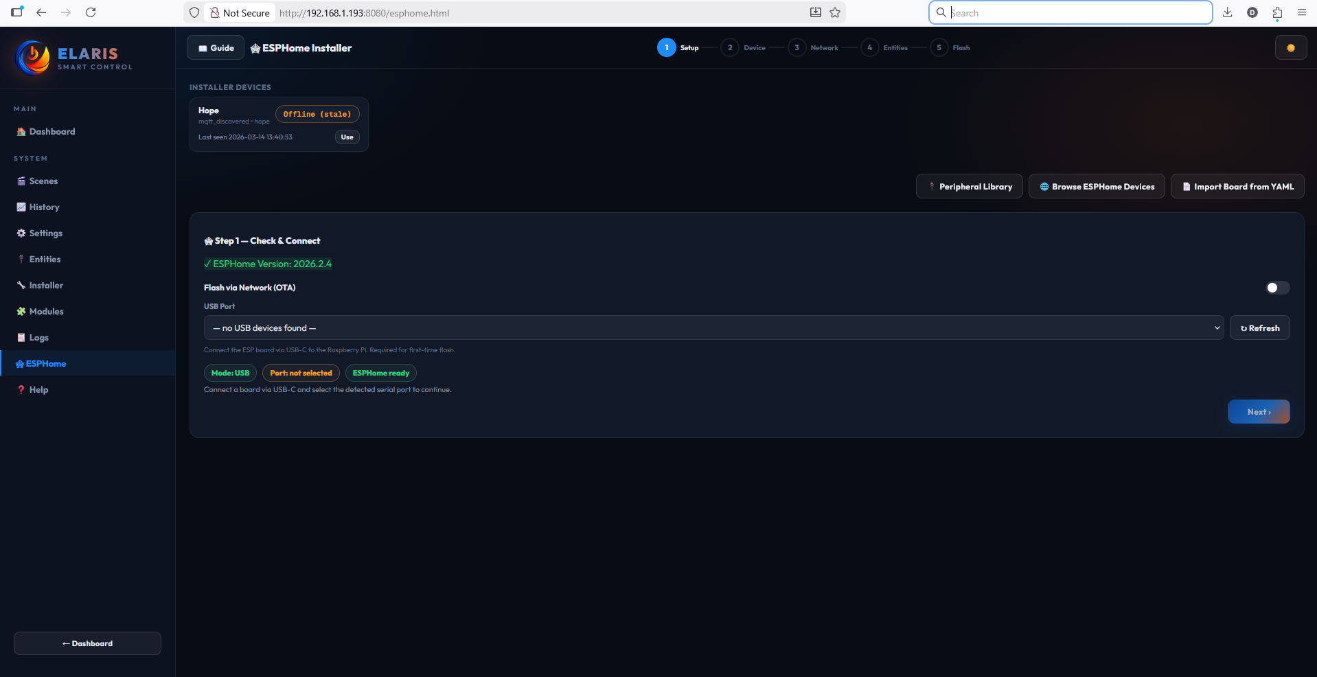 ELARIS ESPHome installer